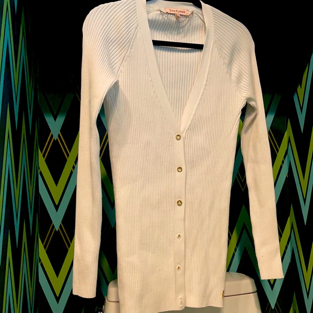 Juicy Couture White Cotton Sweater - size L Large